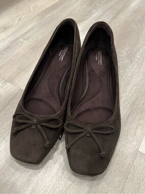 Rockport Women’s Dark Brown Suede Ballet Flats with Bow
